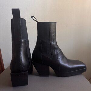 Rick Owens Stivali Boot in Pelle - Heeled Silver - Black - 37